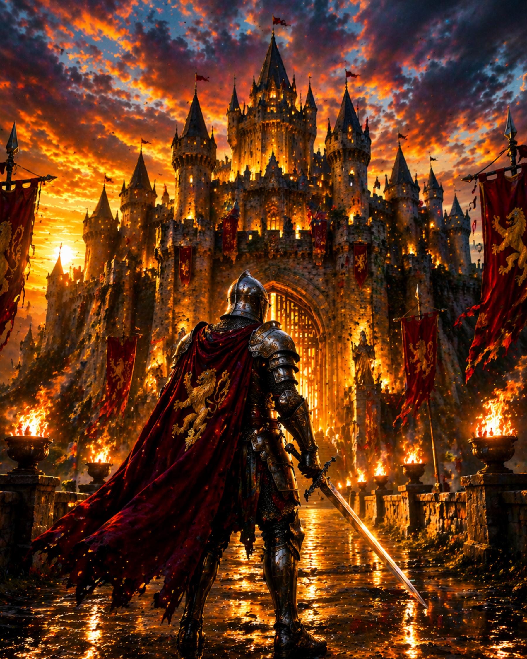 Medieval Wall Art Set of 3, Knight Castle Prints, Fantasy Decor, 8x10 ...