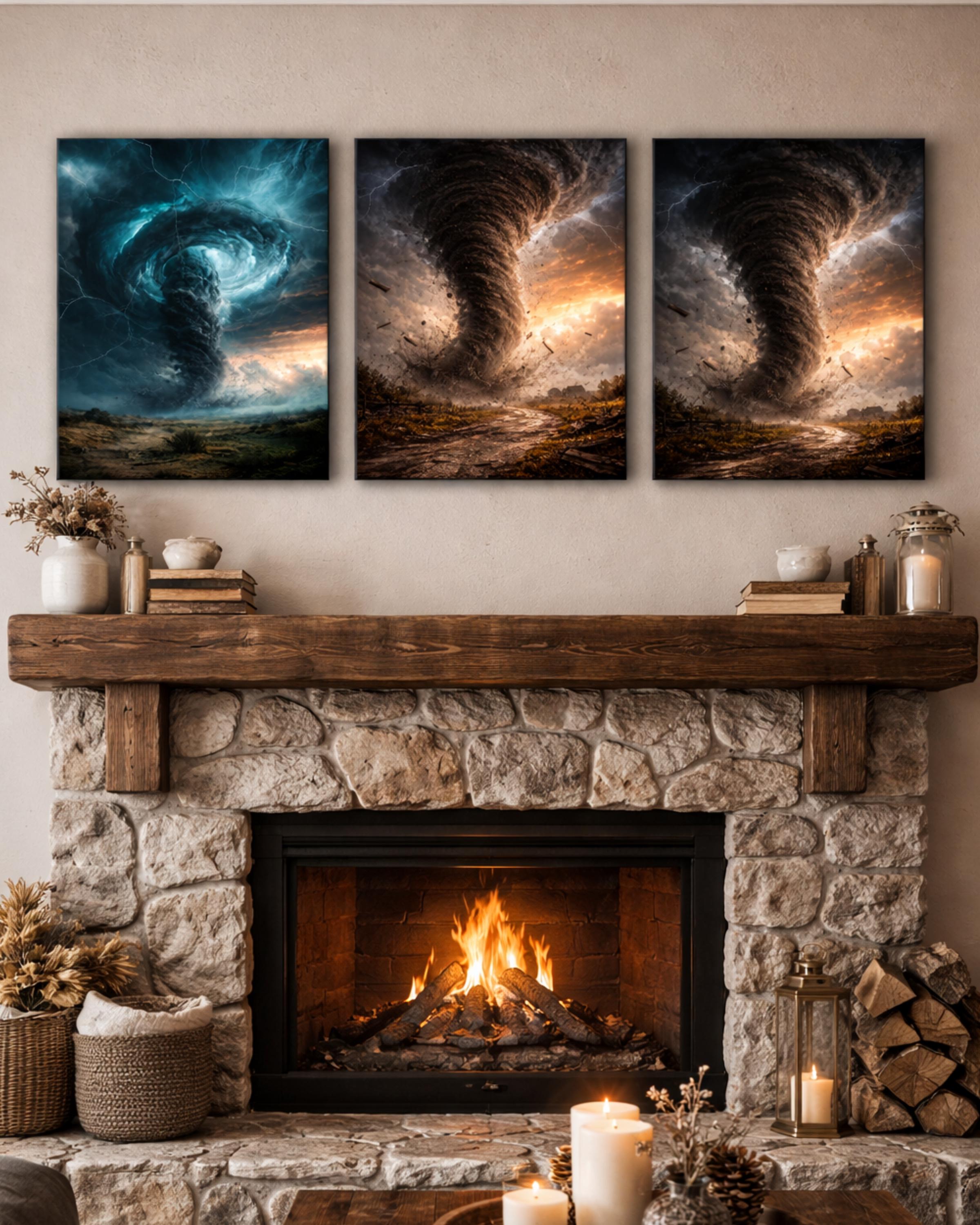 Tornado Wall Art Set of 3, Storm Prints, Dramatic Weather Decor, 8x10 ...