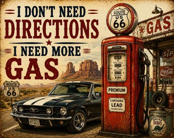Vintage Gas Station Signs Set of 5, 10x8 Printable Garage Wall Art, Digital Download
