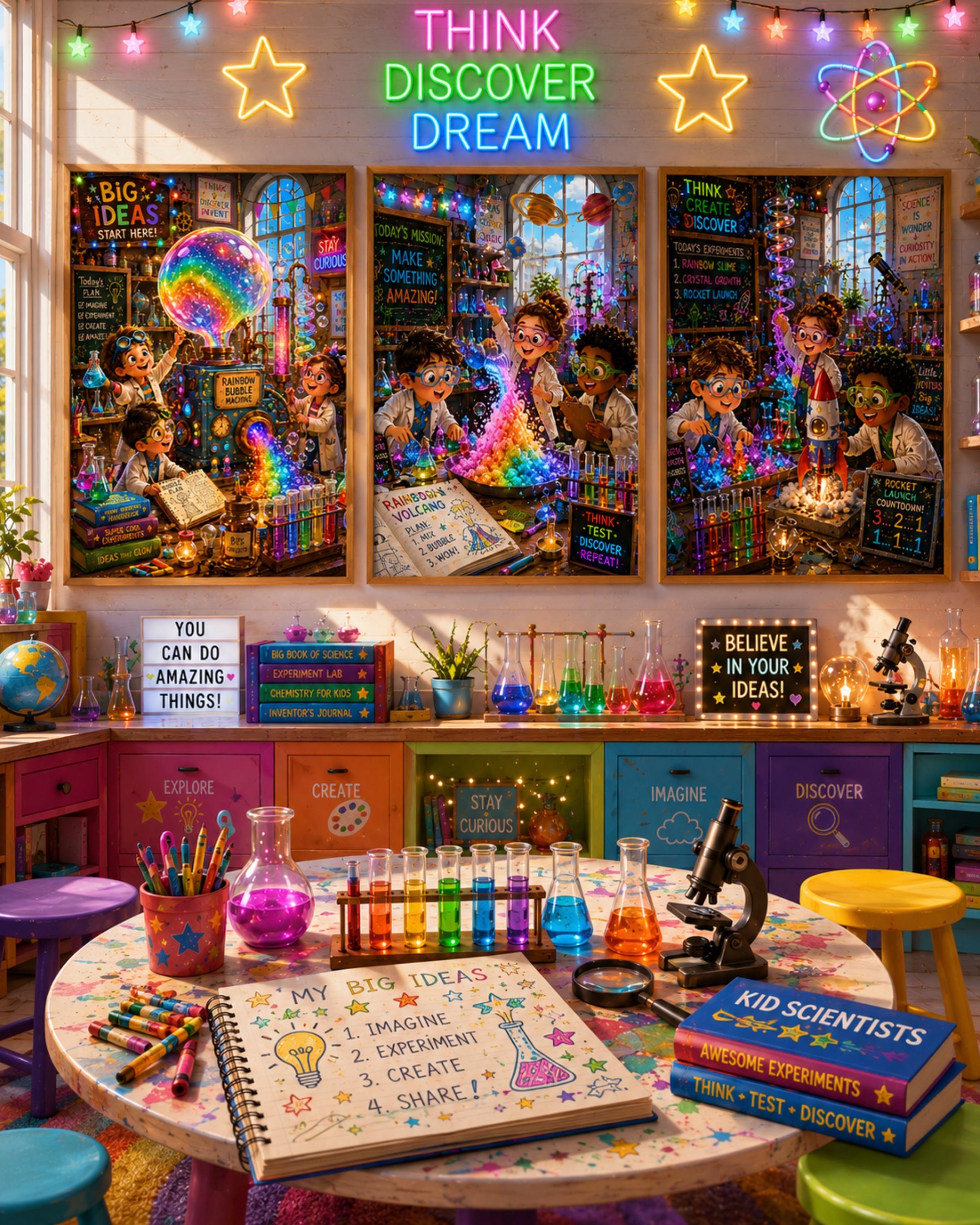 Kids Science Lab Wall Art Set, Rainbow Experiment Prints 8x10 - Etsy