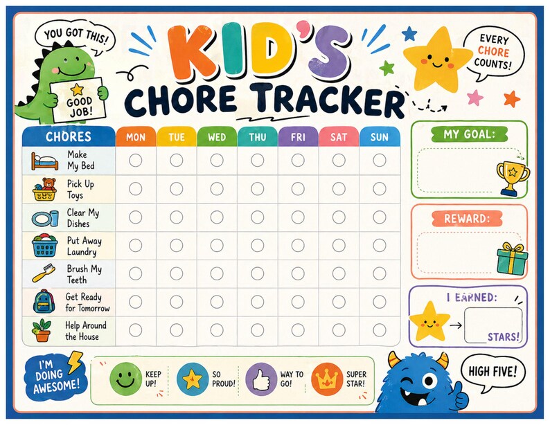 Printable Chore Planner Bundle, US Letter Landscape Cleaning Checklist ...