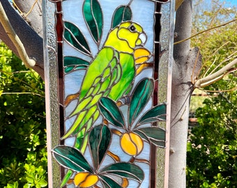 Stained Glass Parakeet/Parrot Panel