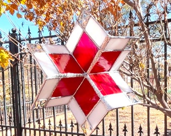 Stained Glass Brilliant Red and White Spinner Twirler