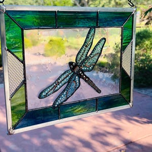 Stained Glass Painted Dragonfly Suncatcher
