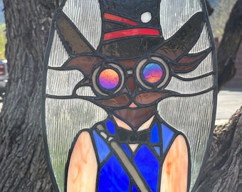 Stained Glass Steampunk Cat