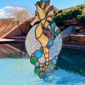 Stained Glass Seahorse Suncatcher