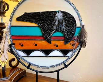 Stained Glass Southwest Bear Shield