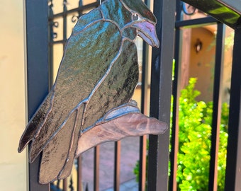 Stained Glass Crow Raven Suncatcher