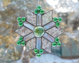 Stained Glass Winter Snowflake Suncatcher