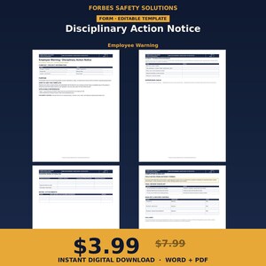Employee warning notice | editable construction disciplinary form