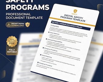 Programa de seguridad en excavaciones de OSHA: Plan escrito editable para zanjas y apuntalamiento / Plantilla de Word para el cumplimiento de las normas de construcción (descarga digital)