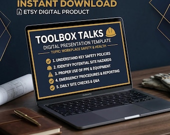 Charla de seguridad de OSHA sobre puntos de pellizco: Peligros de aplastamiento y atrapamiento en reuniones de construcción / PowerPoint editable (descarga digital)