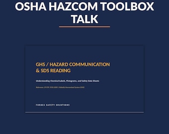 ready to deliver hazcom toolbox talk 15 slides leader script quiz sign in sheet osha sds chemical safety meeting kit
