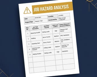 Análisis de riesgos laborales en obras viales según OSHA: Plantilla de análisis de riesgos laborales para zonas de obras en carreteras / Formulario editable en Word sobre seguridad en la construcción (descarga digital)