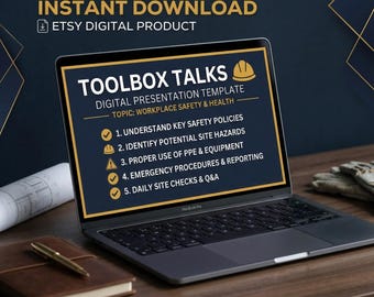 Charla de seguridad de OSHA sobre aparejos: Reunión sobre seguridad en la construcción con grúas y polipastos / Presentación de PowerPoint editable (descarga digital)