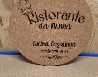 Sottopentola in Sughero diametro 19cm con incisione