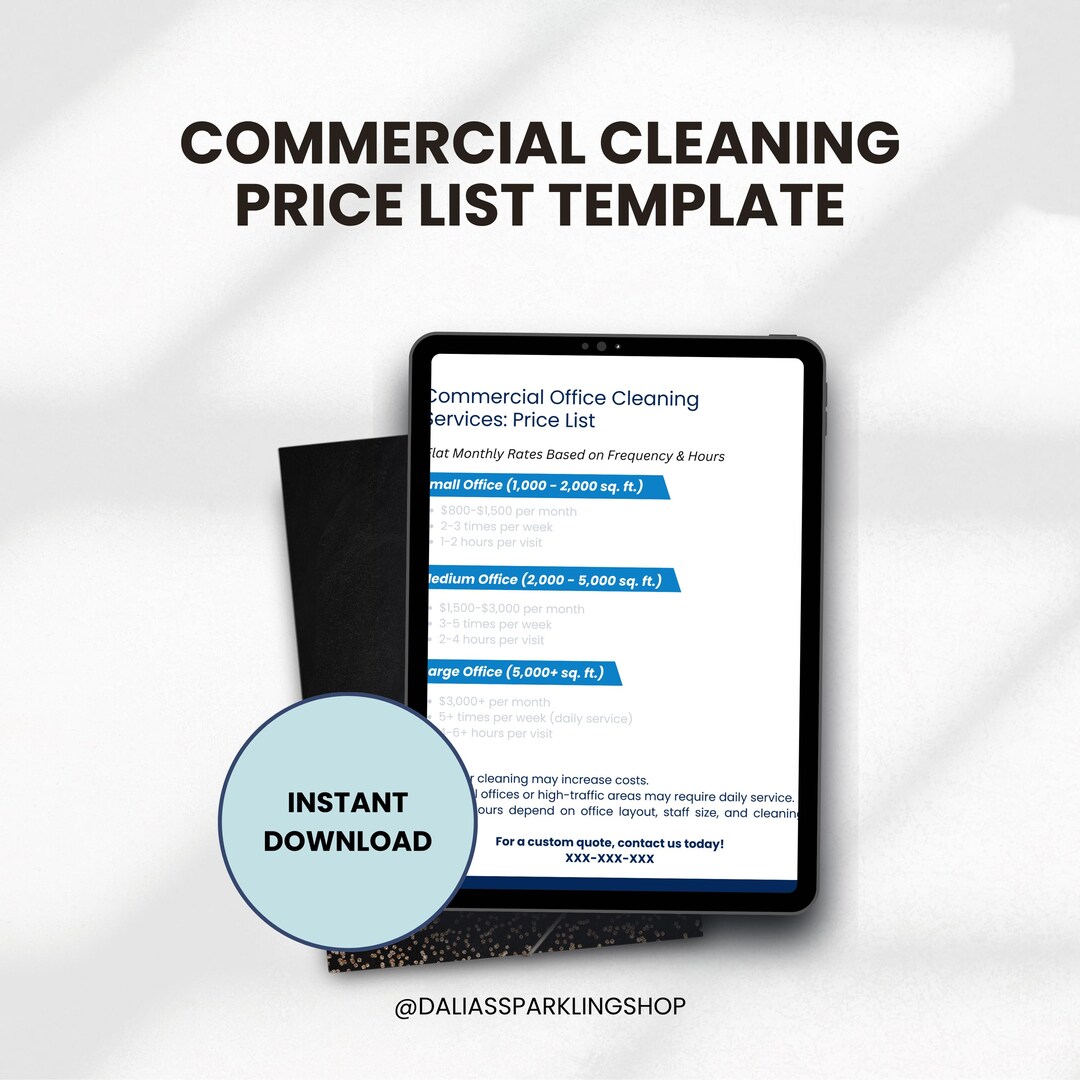 OFFICE CLEANING Price List Template | Commercial Cleaning Pricing Guide ...