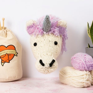 Giant Unicorn Head Knitting Kit - Cream