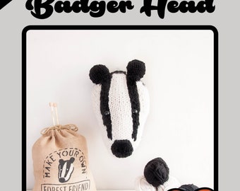 Badger Head - PDF Digital Knitting Pattern