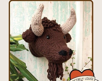 Bison / Buffalo Head - Digital PDF Knitting Pattern