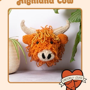 Highland Cow Head Digital PDF Knitting Pattern image 1