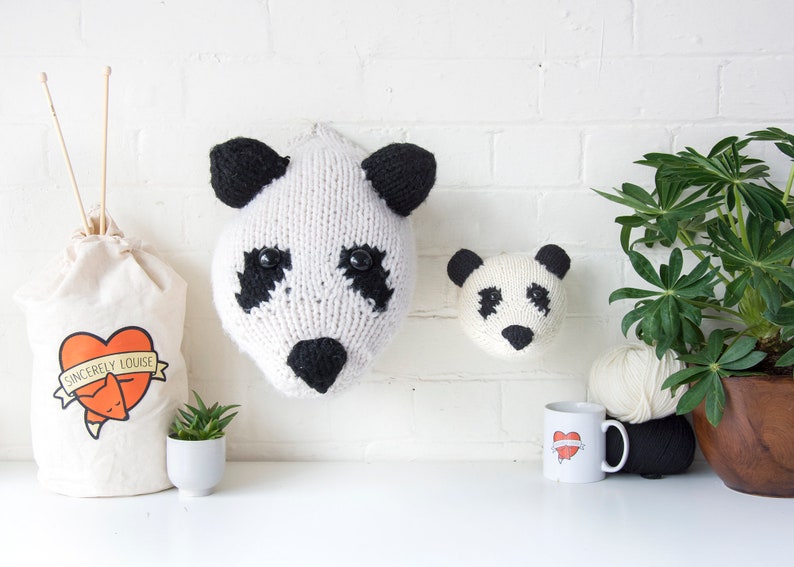 Mini Panda Head Knitting Kit image 2