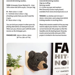 Bear Head - Digital PDF Knitting Pattern - Etsy