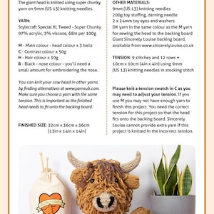 Highland Cow Head Digital PDF Knitting Pattern image 4