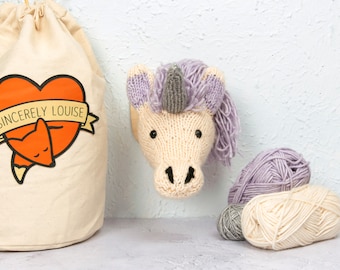 Mini Unicorn Head Knitting Kit