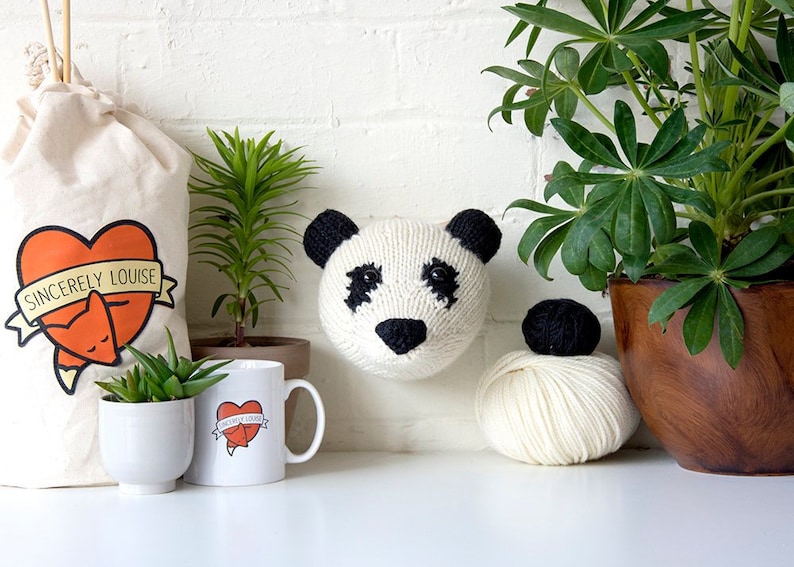 Mini Panda Head Knitting Kit image 1
