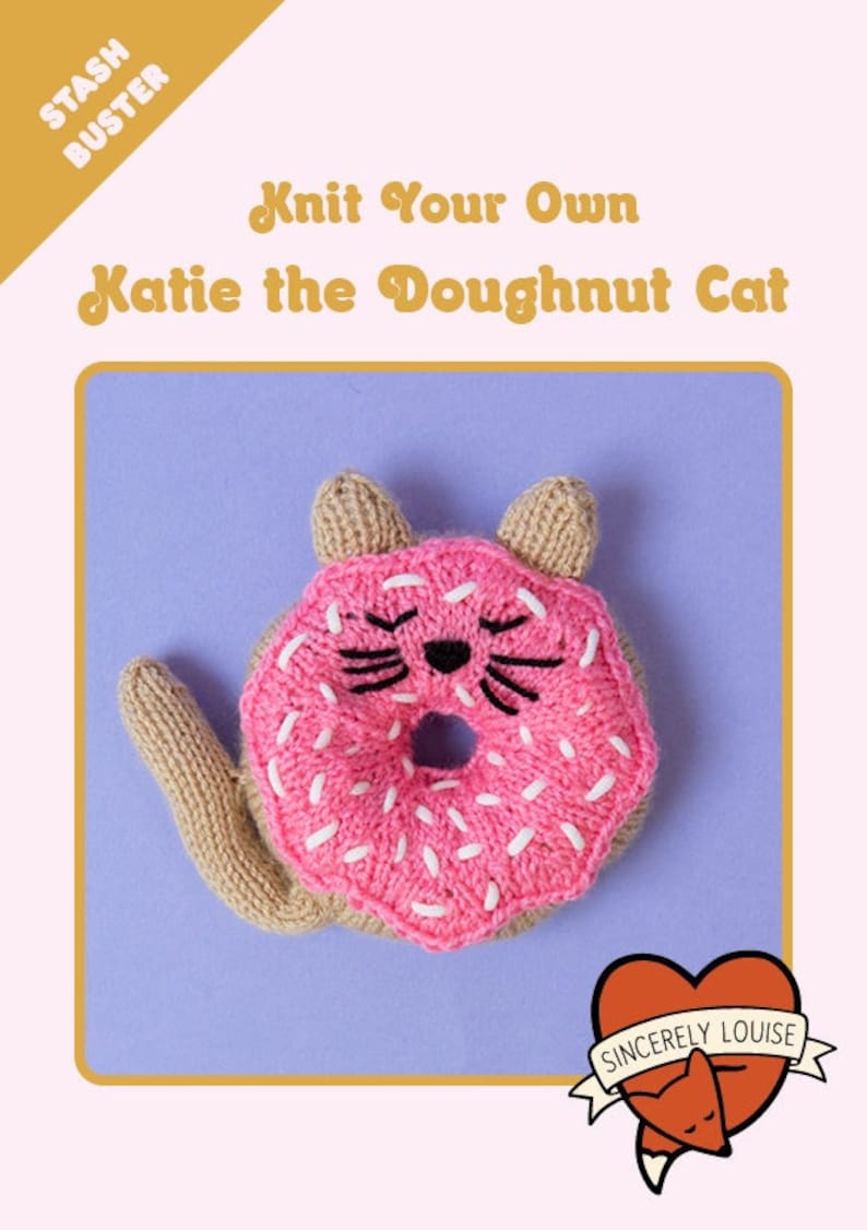 Doughnut Cat Digital PDF Knitting Pattern image 1