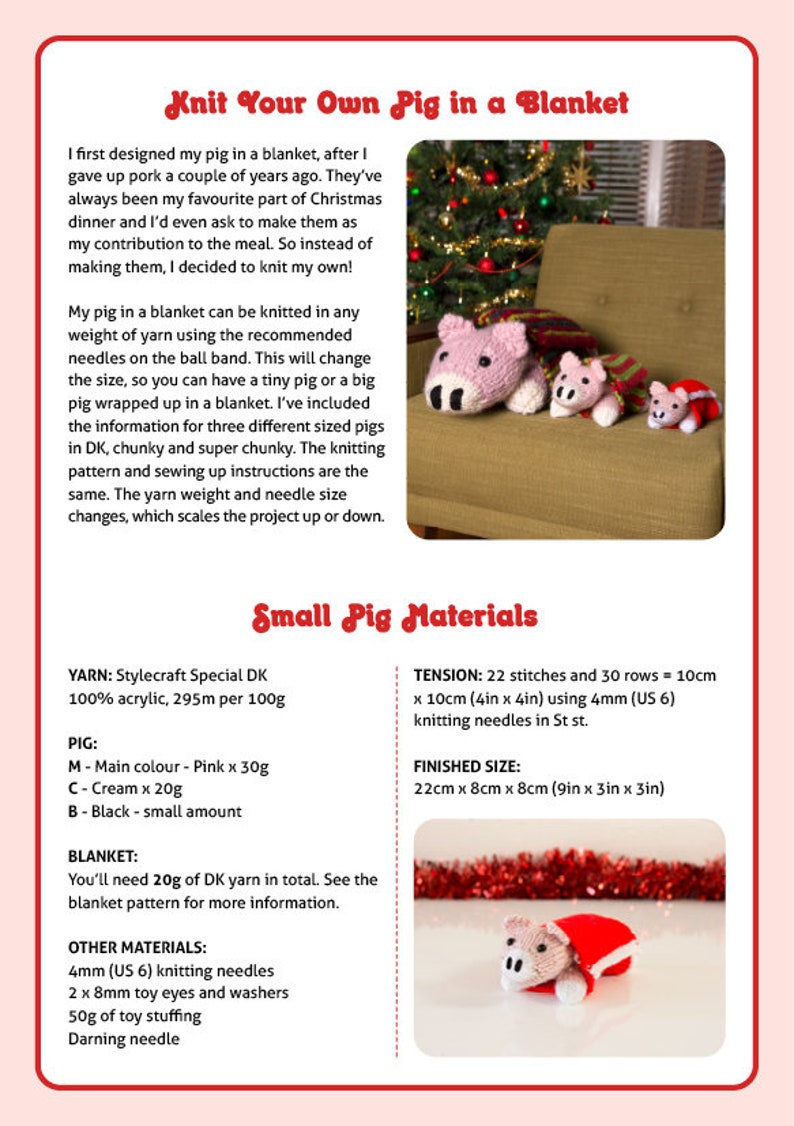 Pig in a Blanket Digital PDF Knitting Pattern image 3