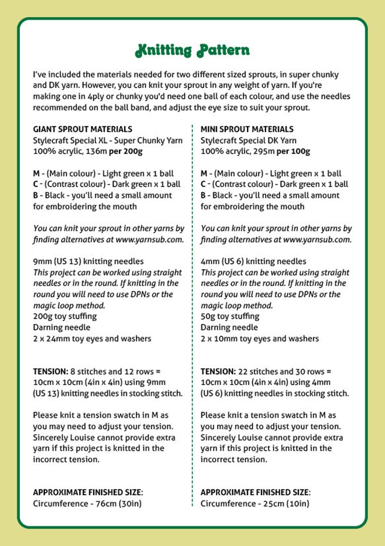 Christmas Sprout - Digital PDF Knitting Pattern - Etsy