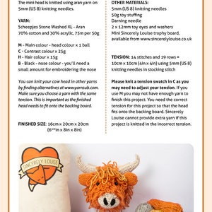 Highland Cow Head Digital PDF Knitting Pattern image 3