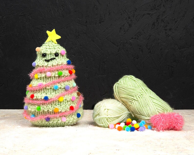 Christmas Tree Knitting Kit Set of Three Light Green