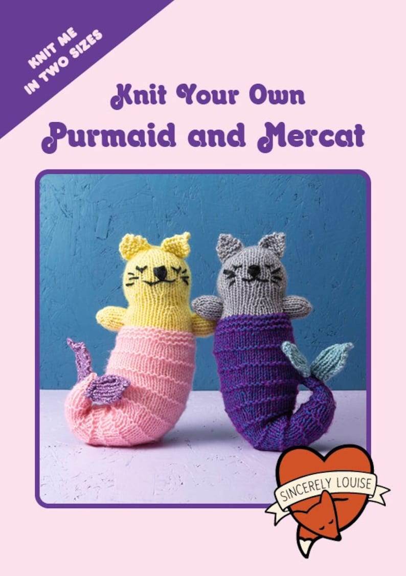 Purmaid and Mermaid Cat Digital PDF Knitting Pattern image 1