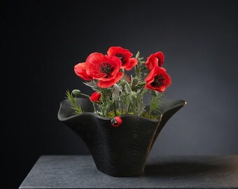 Handmade Realistic Poppy Arrangement, Everlasting Botanical Flowers, Luxury Floral Decor