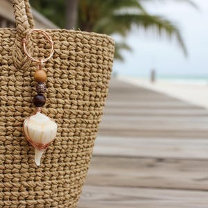 Coastal Charm - Lightning Whelk Shell Keychain