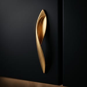 Twisted Ribbon Cabinet Pull | Elegant Leaf Drawer Handle | Modern Zinc Alloy Hardware | Gold & Black Dresser Knobs | 96mm 128mm