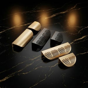 Leaf Edge Pull Handle, Gold Cabinet Lip Pull, Modern Drawer Pull, Furniture Hardware, Black Gold Handle, Minimalist Cabinet Pull