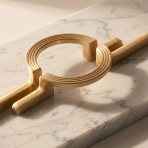 Large Circular Split Wardrobe Handles (256mm) | Modern Gold Geometric Cabinet Pulls | Unique Art Deco Dresser Knobs | Luxury Brass Hardware