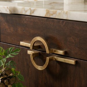 Large Circular Split Wardrobe Handles | Brushed Gold & Silver Drawer Handles | Unique Art Deco Dresser Knobs | Luxury Brass Hardware