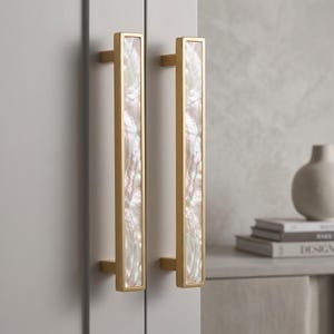 Solid Brass Natural Shell Cabinet Pulls | Unique Drawer Pulls | Dresser Knobs | Mother of Pearl Cabinet Hardware | Unique Cabinet Knobs