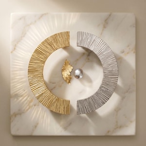 Gold & Silver Half Moon Cabinet Pulls | Unique Drawer Pulls | Semi Circle Dresser Knobs | Sunburst Cabinet Hardware | Unique Cabinet Knobs