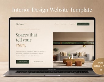 Plantilla web de diseño de interiores | HTML CSS JS | Sitio web de estudio de lujo | Adaptable | Portafolio de arquitecto | Sin framework | Descarga instantánea