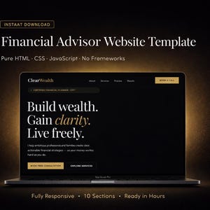 Template per sito web di consulente finanziario | HTML CSS JS | Responsive | Landing page per consulente patrimoniale | Download immediato
