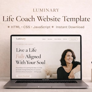 Life Coach Website Template HTML CSS | Wellness Coach Website | Coaching Business Template | Instant Download