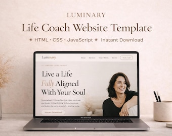 Life Coach Website Template HTML CSS | Wellness Coach Website | Coaching Business Template | Instant Download