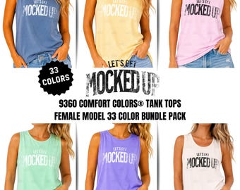 Comfort Colors 9360 Tank Top Mockup Bundle, weibliches Modell Mock ups, minimaler Hintergrund