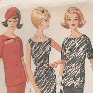 May include: A vintage sewing pattern for a dress and jacket. The pattern is for misses' sizes 12, 32, and 756. The pattern is printed on a white background with black text. The pattern features three women wearing the dress and jacket. The dress is a black and white striped dress with a short sleeve. The jacket is a black and white striped jacket with a short sleeve. The pattern is from McCall's.